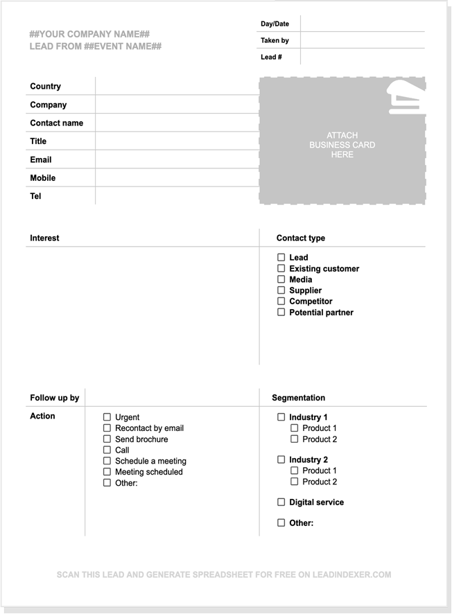 Print some lead forms to get started